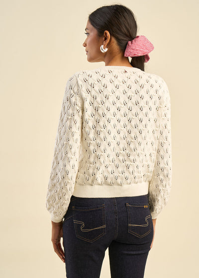 Gilet à maille ajourée 100% coton