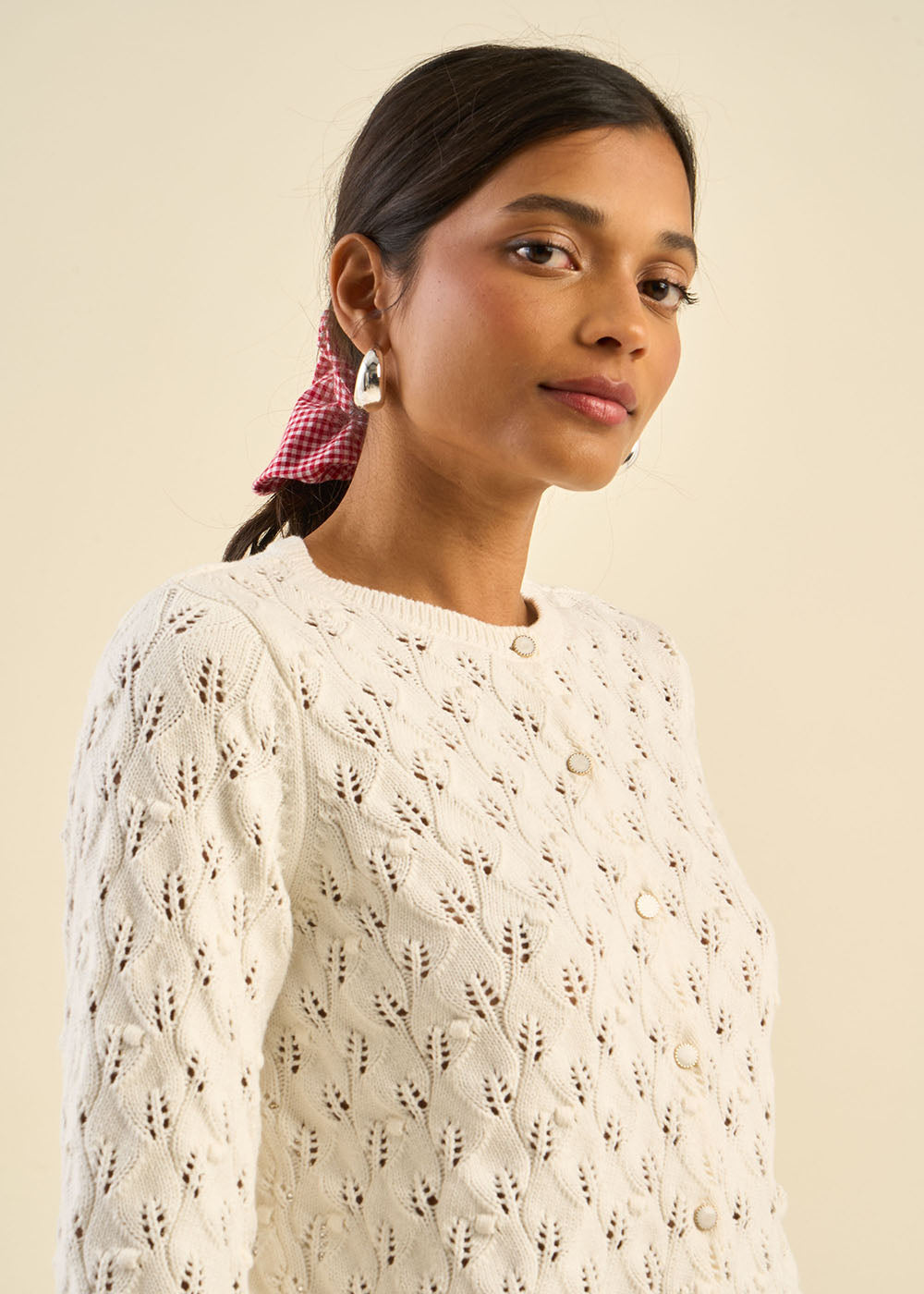 Gilet à maille ajourée 100% coton
