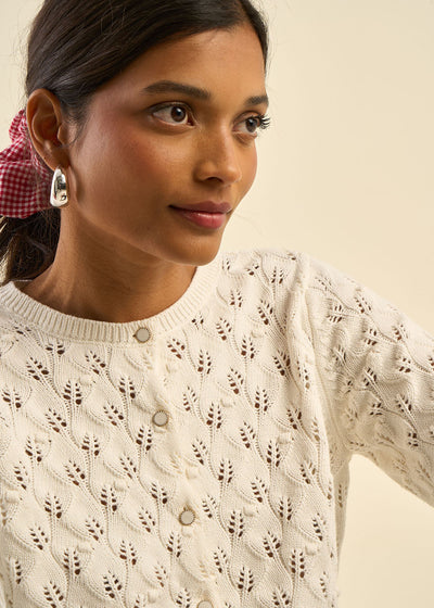 Gilet à maille ajourée 100% coton