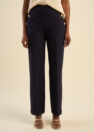 Pantalon effet pont à boutons dorés