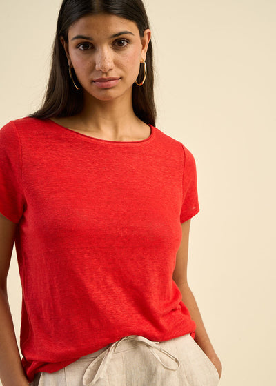 T-shirt en lin col bateau détail lurex