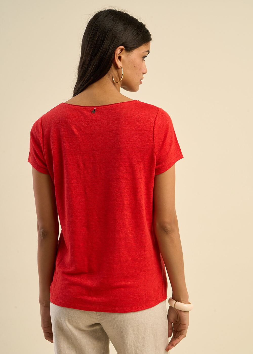 T-shirt en lin col bateau détail lurex