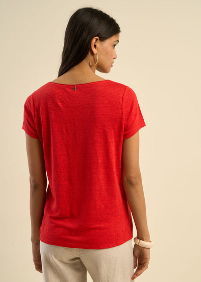 T-shirt en lin col bateau détail lurex