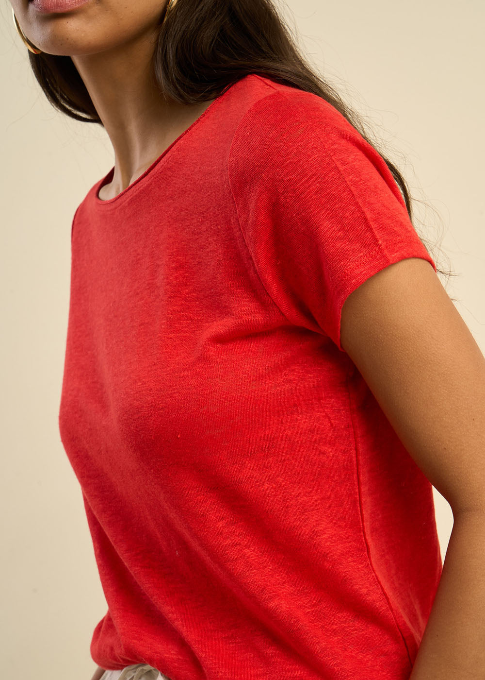 T-shirt en lin col bateau détail lurex