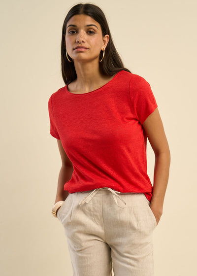 T-shirt en lin col bateau détail lurex