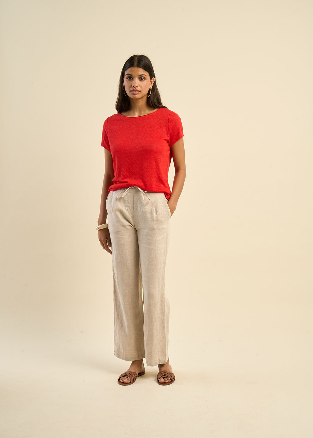 T-shirt en lin col bateau détail lurex