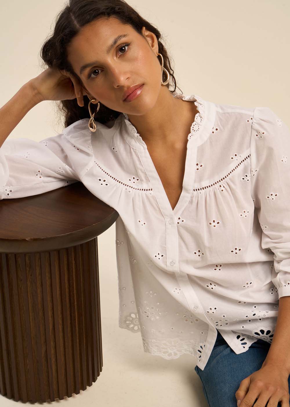 Chemise ample détails romantiques