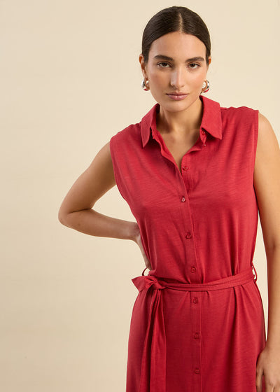 Robe chemise avec lien à nouer