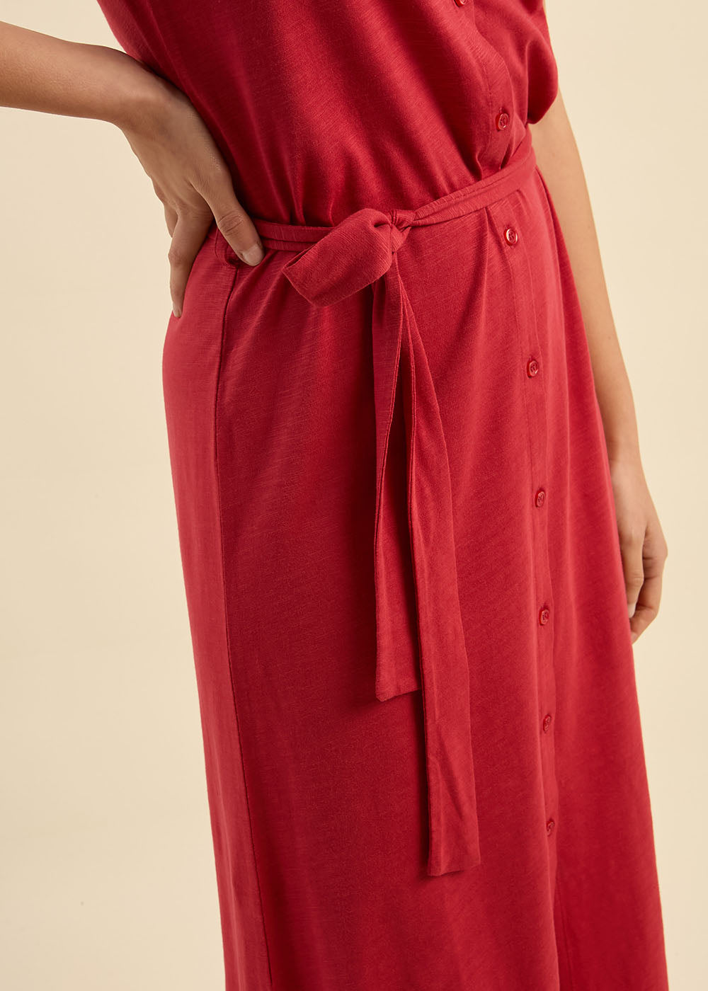 Robe chemise avec lien à nouer