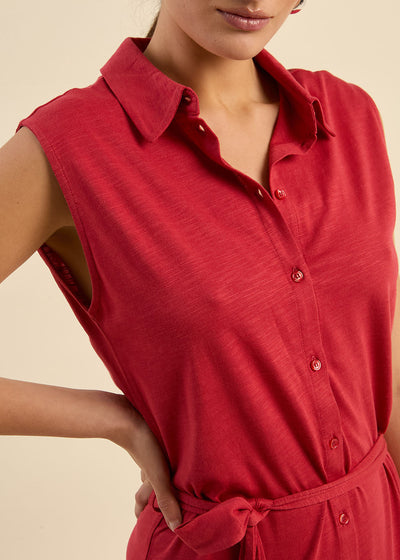 Robe chemise avec lien à nouer