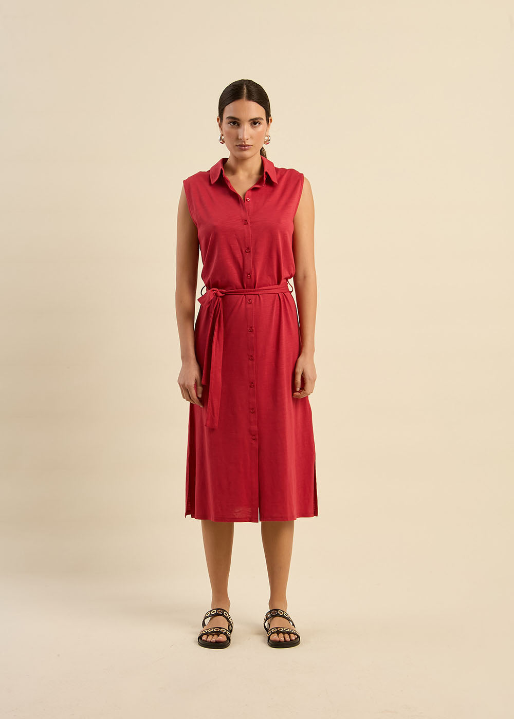 Robe chemise avec lien à nouer