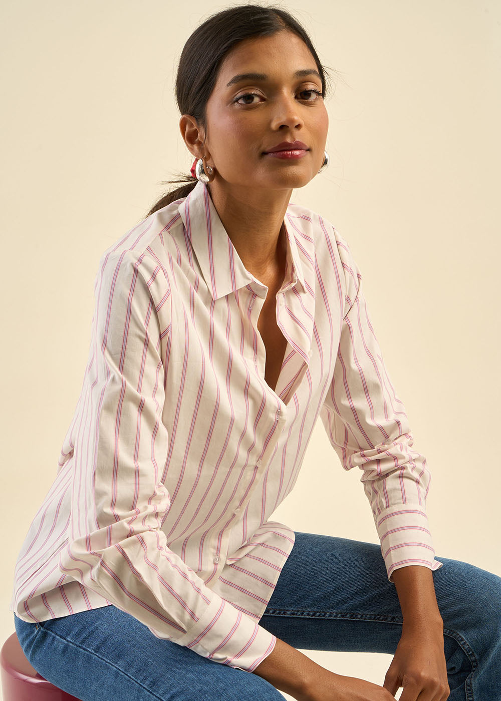 Chemise style pyjama rayée à col chemise