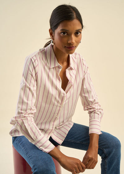 Chemise style pyjama rayée à col chemise