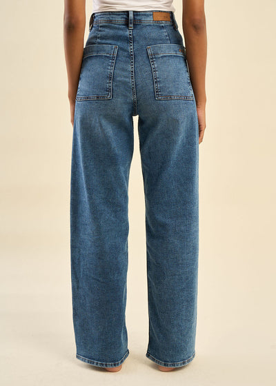 Jean large taille haute sans coutures