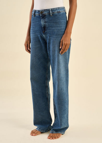 Jean large taille haute sans coutures