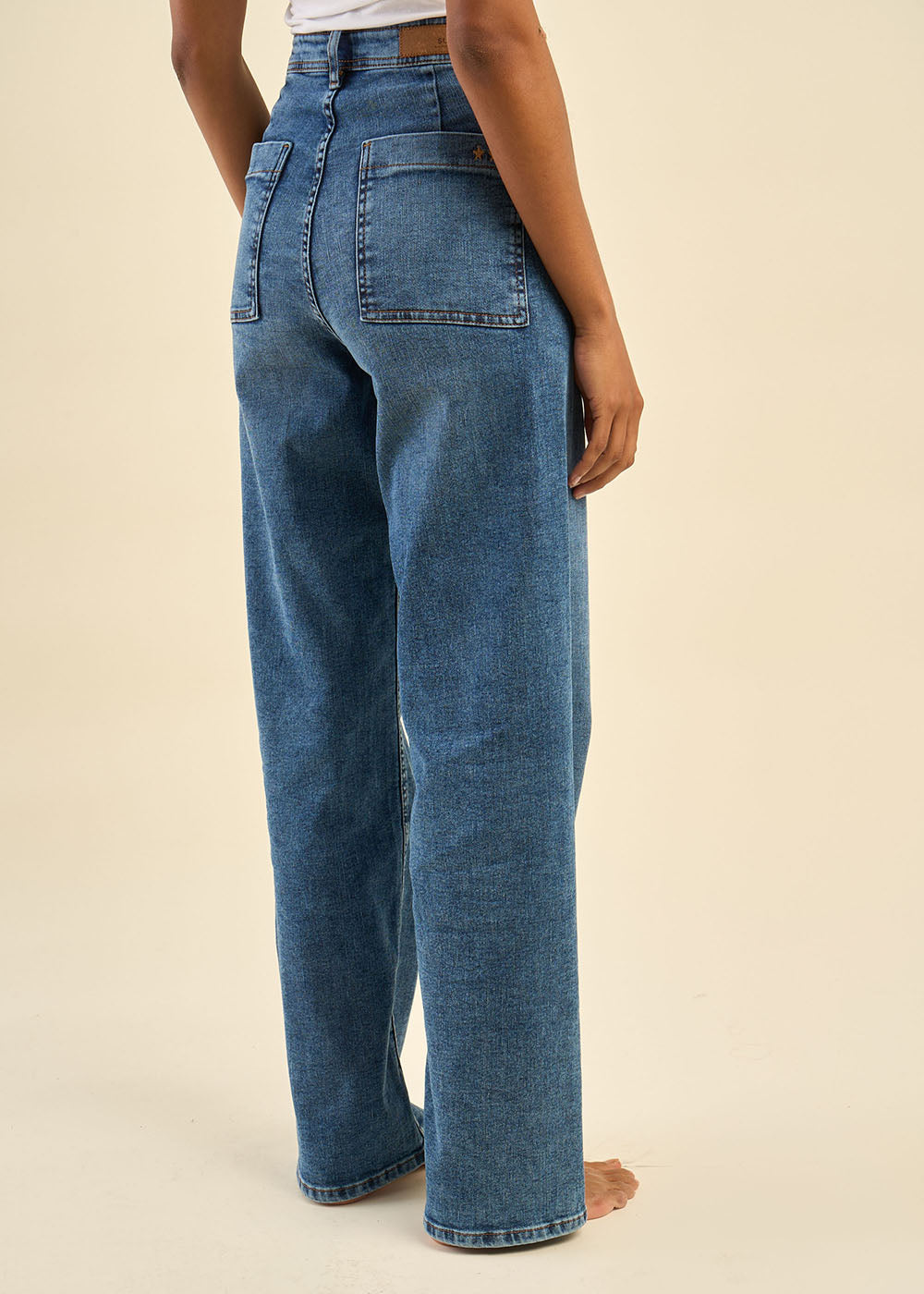 Jean large taille haute sans coutures