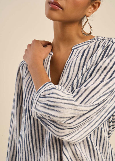 Blouse en gaze de coton rayée