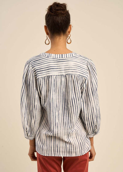 Blouse en gaze de coton rayée