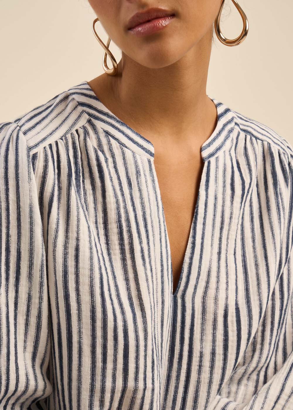 Blouse en gaze de coton rayée