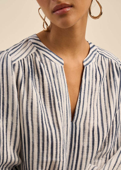 Blouse en gaze de coton rayée