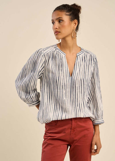 Blouse en gaze de coton rayée