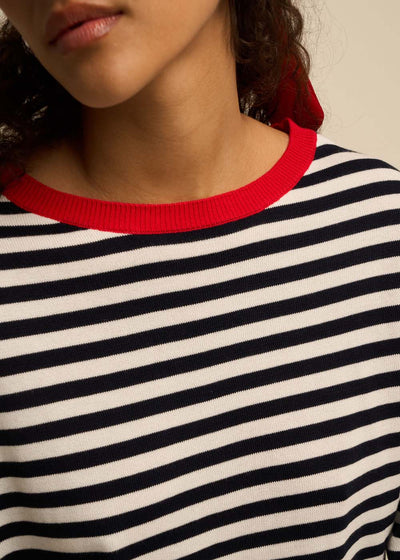 Pull marinière col contrasté