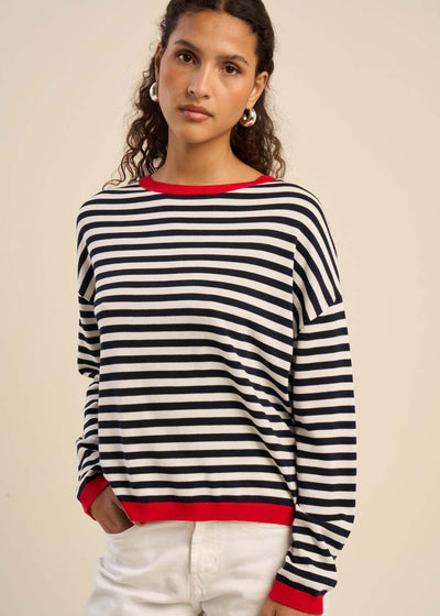 Pull marinière col contrasté