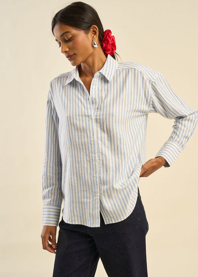 Chemise à rayures détail fil lurex