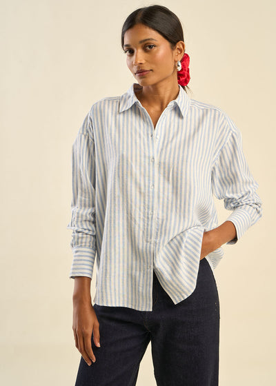 Chemise à rayures détail fil lurex