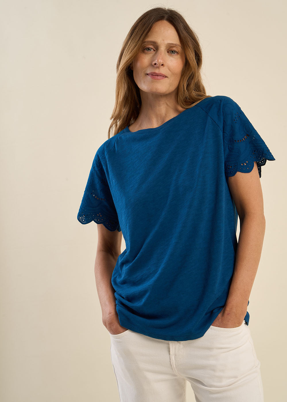 T-shirt manches raglan broderies anglaises