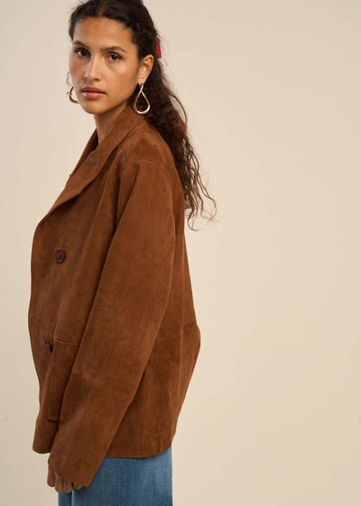 Veste col montant en cuir suédé