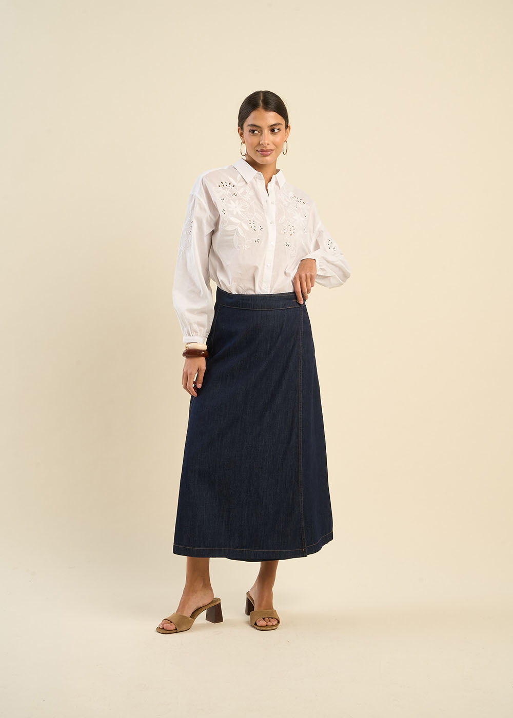 Jupe portefeuille en denim ajustable