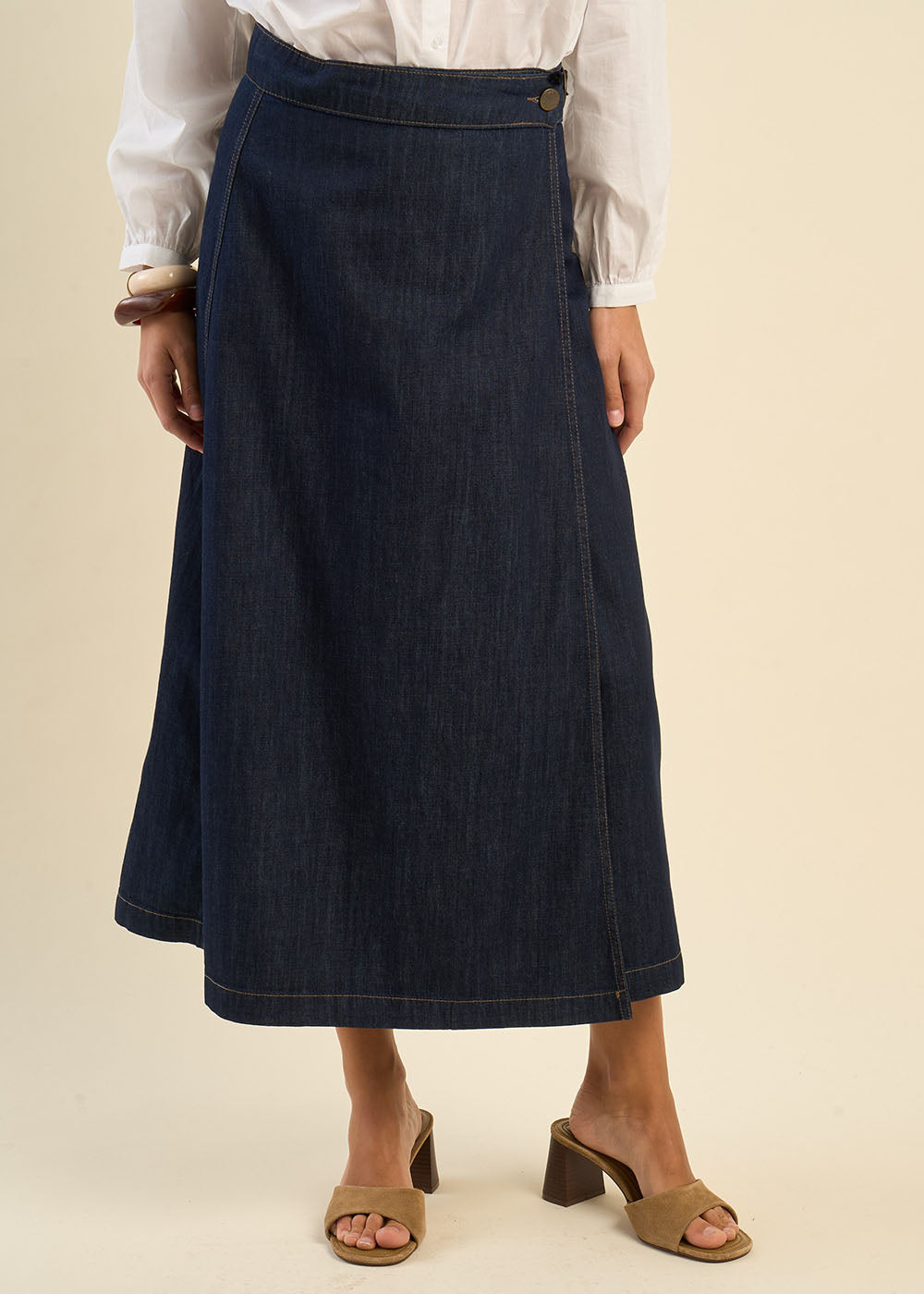 Jupe portefeuille en denim ajustable