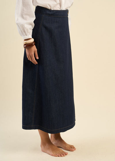 Jupe portefeuille en denim ajustable