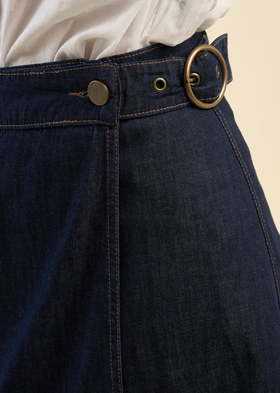 Jupe portefeuille en denim ajustable