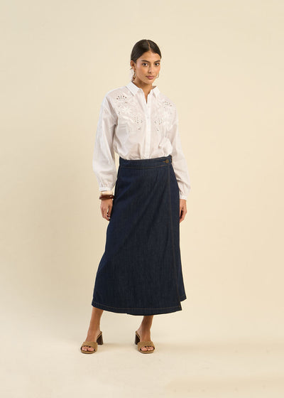 Jupe portefeuille en denim ajustable