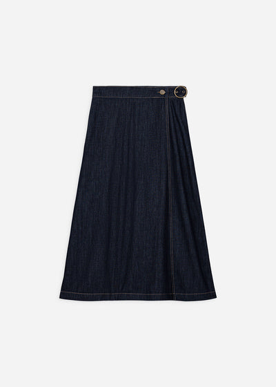Jupe portefeuille en denim ajustable