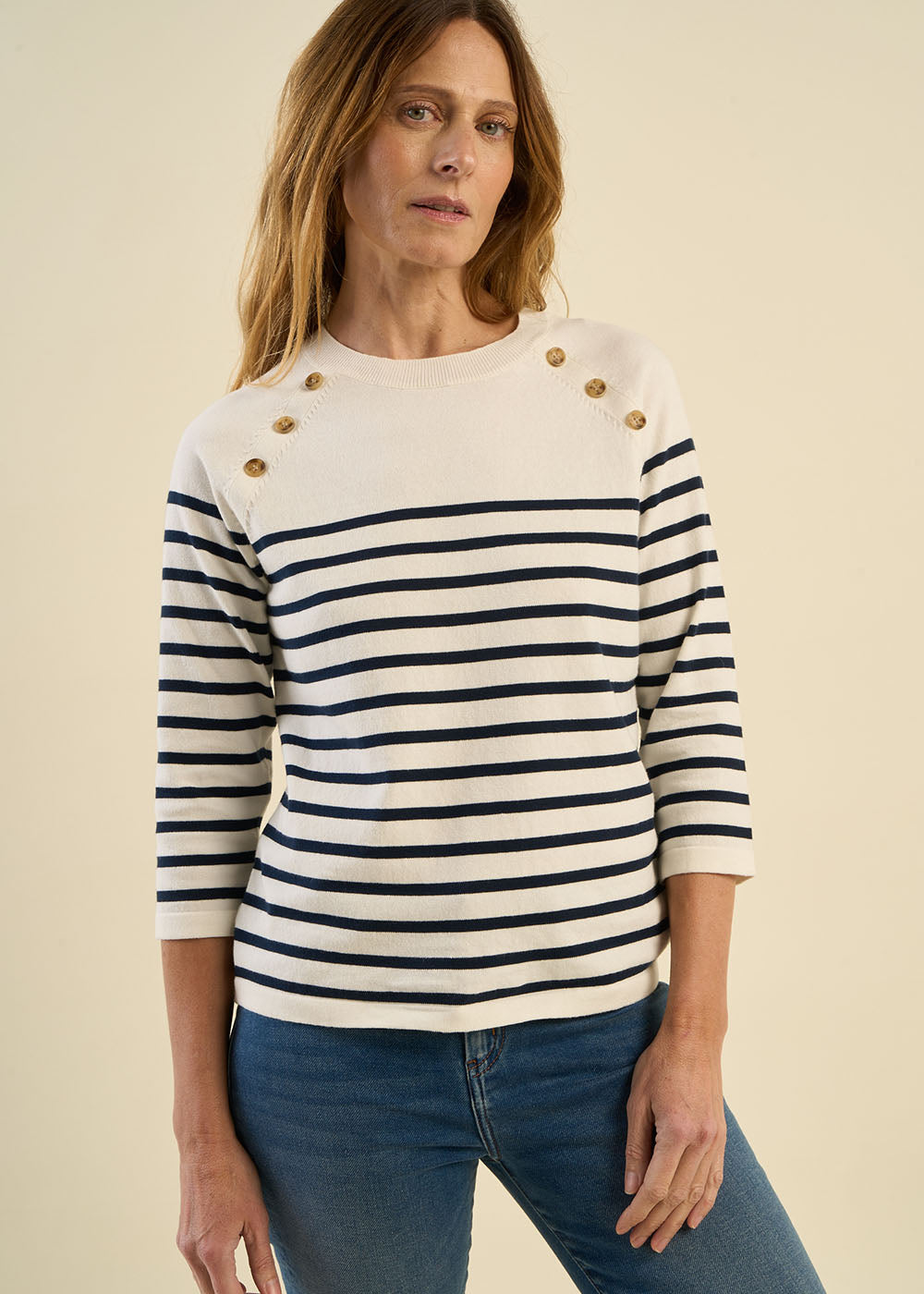 Pull marinière à manches 3/4