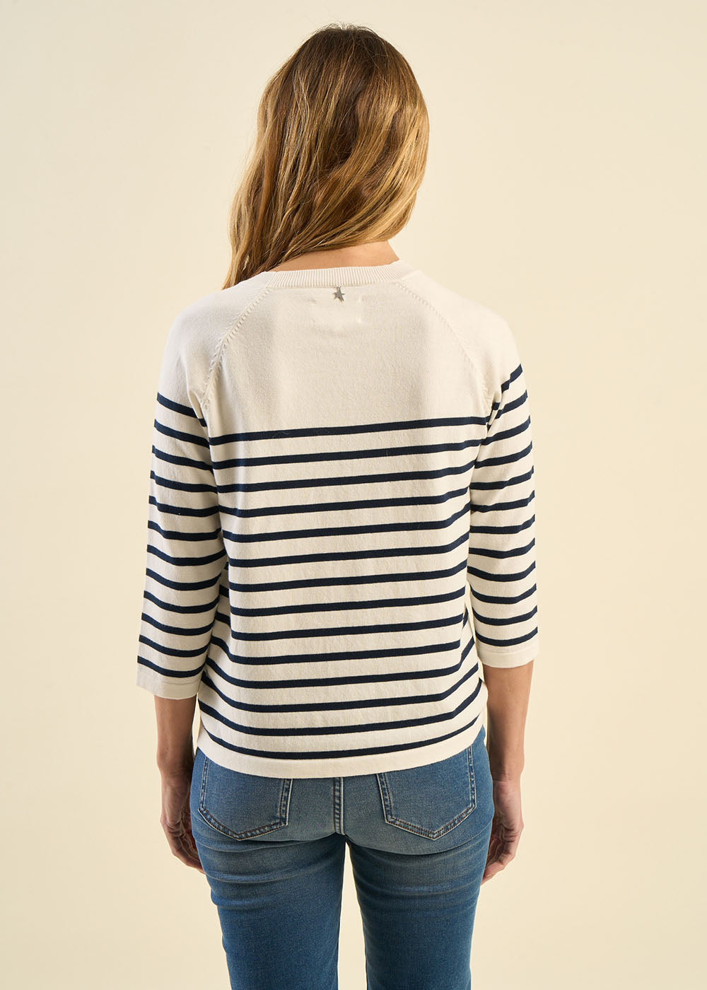 Pull marinière à manches 3/4