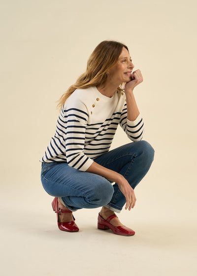 Pull marinière à manches 3/4