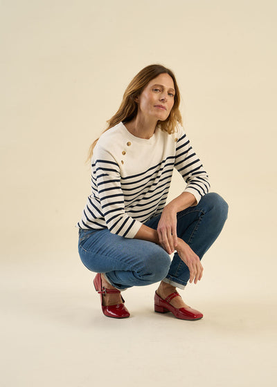 Pull marinière à manches 3/4