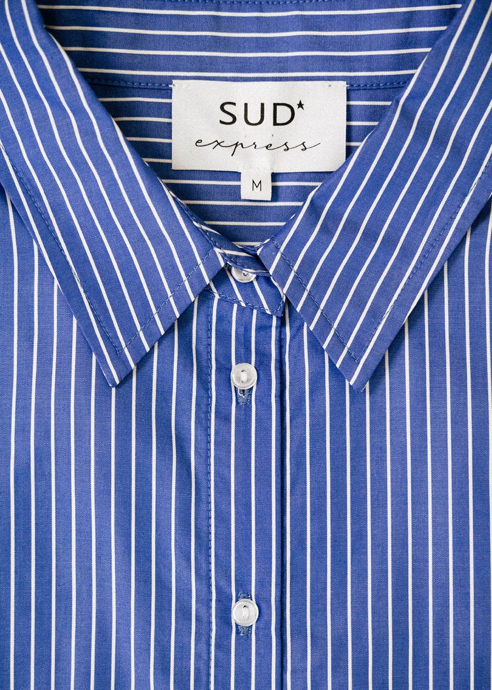 Chemise oversize à rayures bleues et blanches