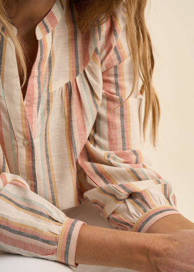 Chemise ample à rayures et à col tunisien