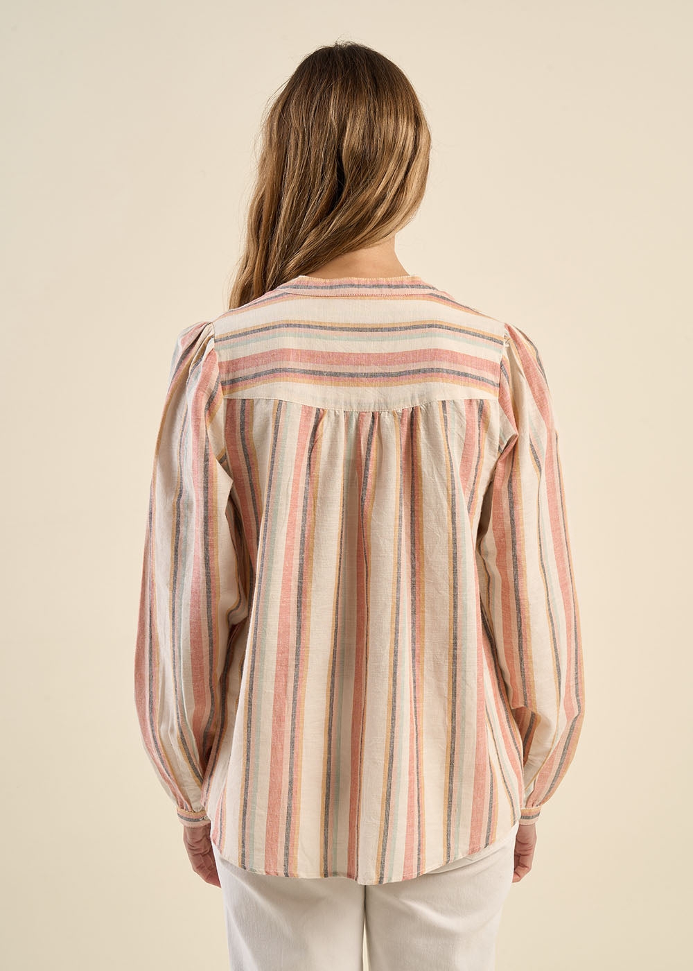 Chemise ample à rayures et à col tunisien