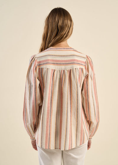 Chemise ample à rayures et à col tunisien