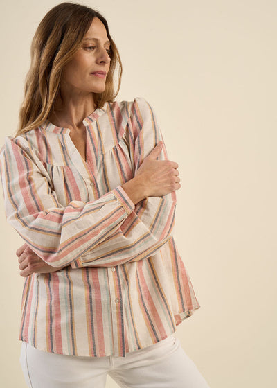 Chemise ample à rayures et à col tunisien