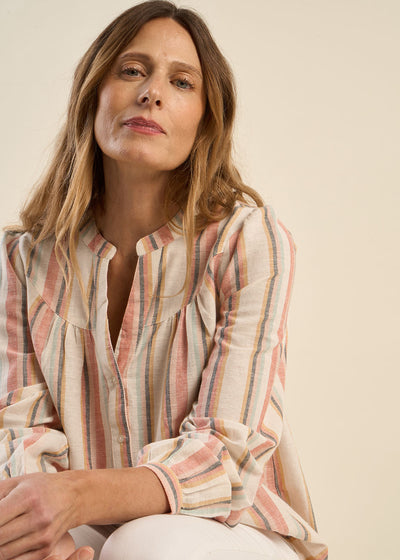 Chemise ample à rayures et à col tunisien