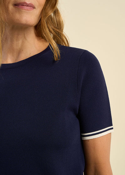 Pull à manches courtes et à rayures sportives