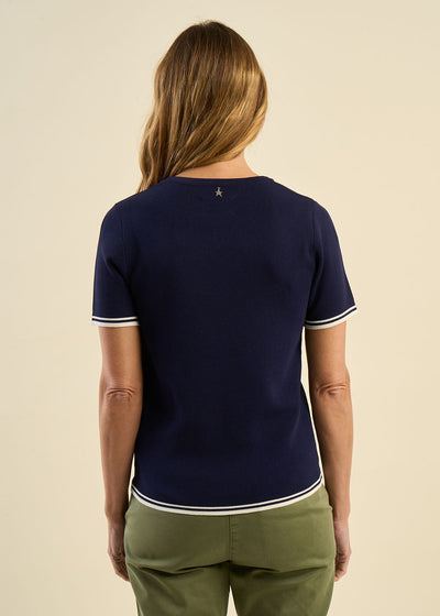 Pull à manches courtes et à rayures sportives