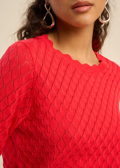 Pull ajouré détails festonnés